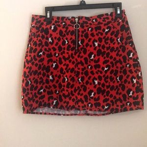 red , black , white mini skirt
